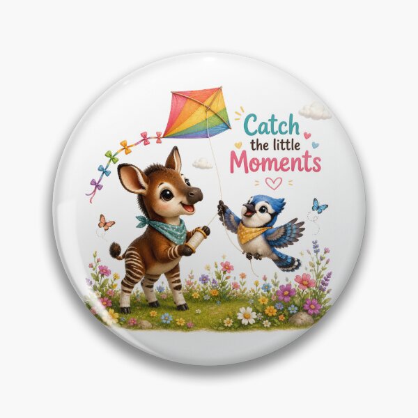 Item preview, Rainbow kite adventure with playful okapi and blue jay designed and sold by QuirkNest Studio .