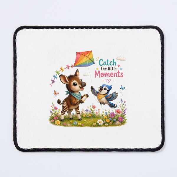 Item preview, Rainbow kite adventure with playful okapi and blue jay designed and sold by QuirkNest Studio .