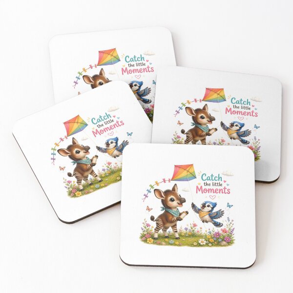 Item preview, Rainbow kite adventure with playful okapi and blue jay designed and sold by QuirkNest Studio .