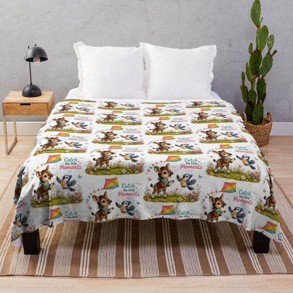 Item preview, Rainbow kite adventure with playful okapi and blue jay designed and sold by QuirkNest Studio .