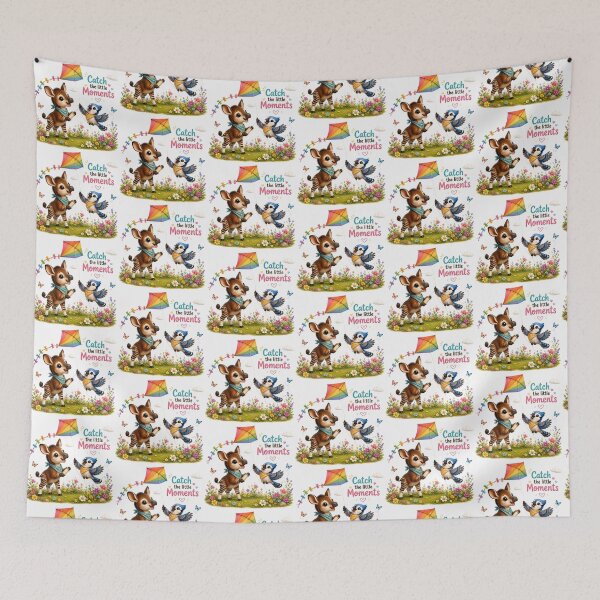 Item preview, Rainbow kite adventure with playful okapi and blue jay designed and sold by QuirkNest Studio .