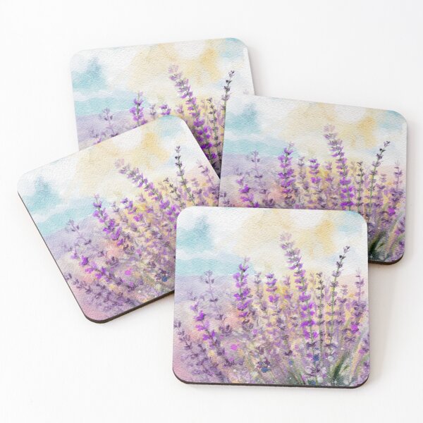 Item preview, Watercolor Lavender Field Sunlit Botanical Art designed and sold by LafinaArt.