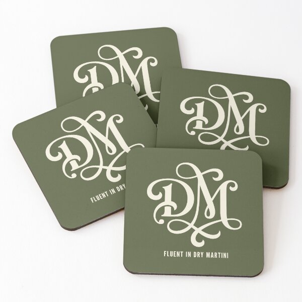 Item preview, Fluent In Dry Martini Monogram Elegant Olive Green Mixology Aesthetic designed and sold by Cozy-Old-Pub.