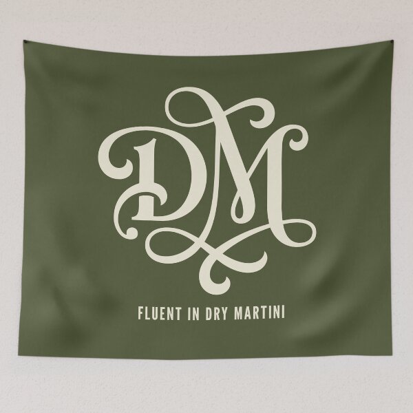 Item preview, Fluent In Dry Martini Monogram Elegant Olive Green Mixology Aesthetic designed and sold by Cozy-Old-Pub.
