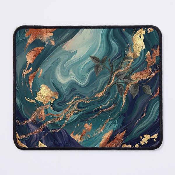 Item preview, Abstract Teal Marble Gold Foil Botanical Art designed and sold by K Design Store.