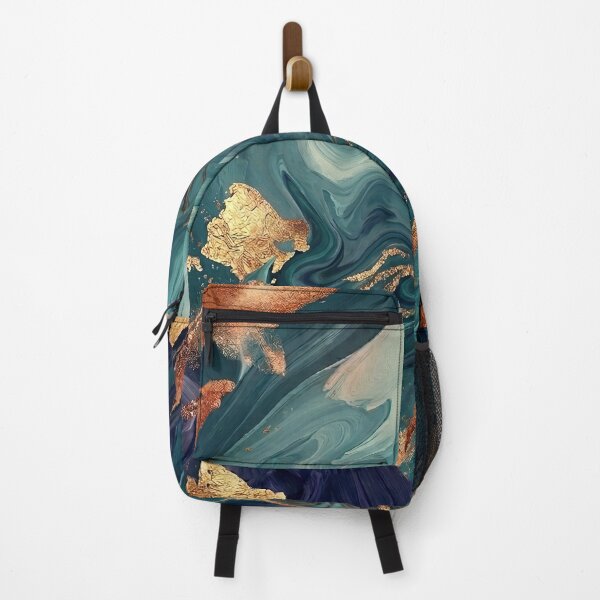 Item preview, Abstract Teal Marble Gold Foil Botanical Art designed and sold by K Design Store.