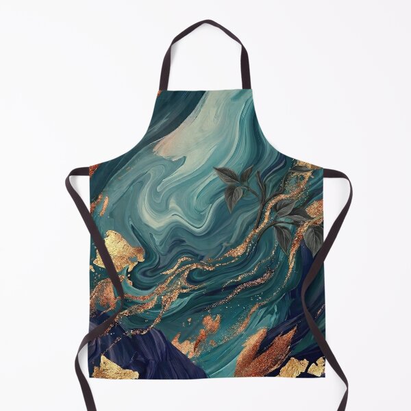 Item preview, Abstract Teal Marble Gold Foil Botanical Art designed and sold by K Design Store.