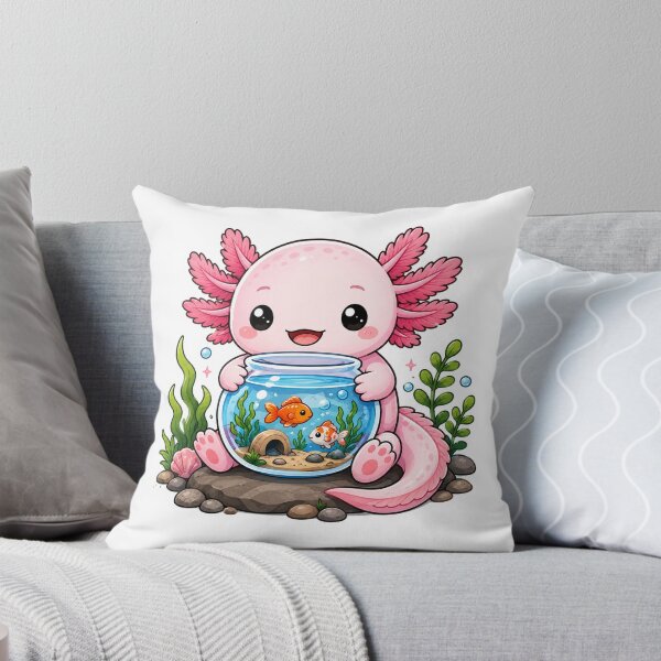 Item preview, Cute Axolotl Holding a Fish Aquarium Sticker designed and sold by PawsGiggles.