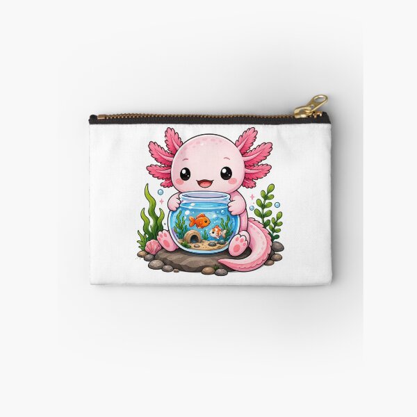 Item preview, Cute Axolotl Holding a Fish Aquarium Sticker designed and sold by PawsGiggles.