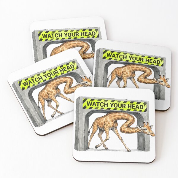 Item preview, Watch Your Head - Funny Giraffe Ducking Watercolor Art designed and sold by SoulPT.