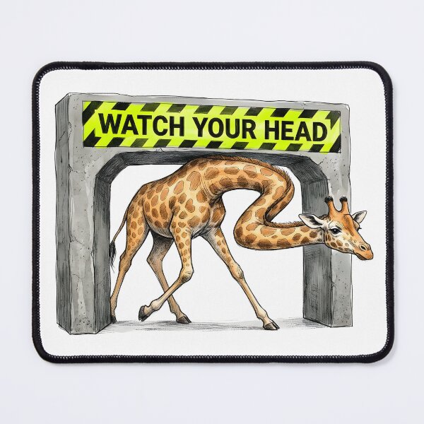 Item preview, Watch Your Head - Funny Giraffe Ducking Watercolor Art designed and sold by SoulPT.