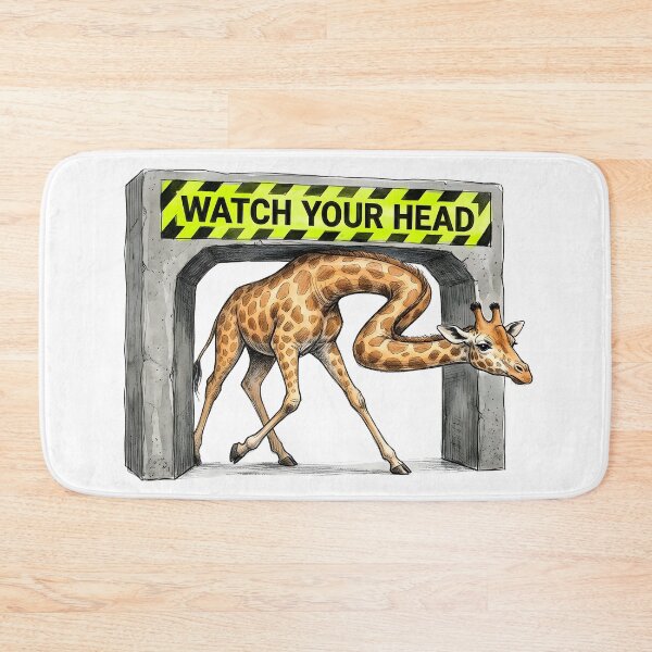 Item preview, Watch Your Head - Funny Giraffe Ducking Watercolor Art designed and sold by SoulPT.