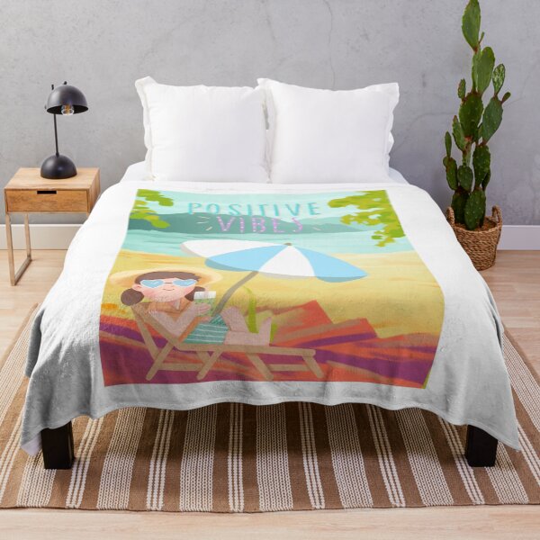 Item preview, Positive Vibes Beach Illustration | Cute Summer Vacation Art for T-Shirts, Stickers & Phone Cases designed and sold by Rohinirohi029.