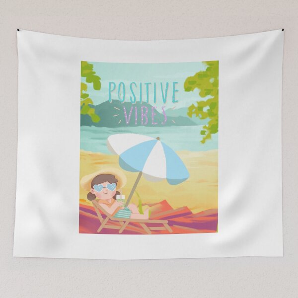 Item preview, Positive Vibes Beach Illustration | Cute Summer Vacation Art for T-Shirts, Stickers & Phone Cases designed and sold by Rohinirohi029.
