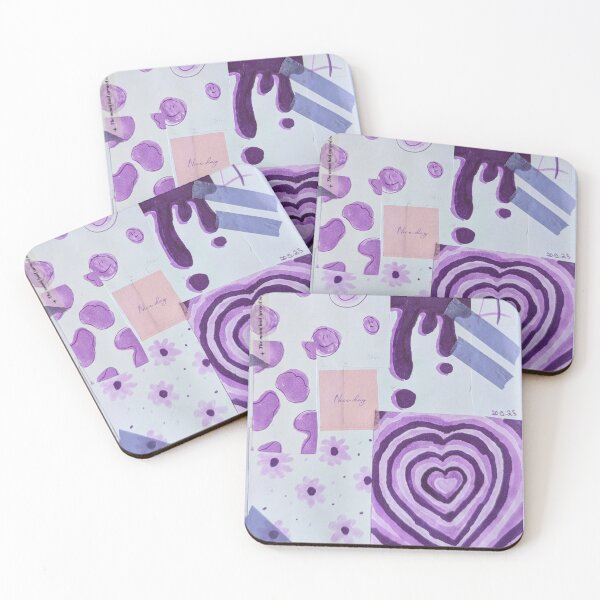 Item preview, Purple Nested Heart and Smileys Y2K Aesthetic Collage Art designed and sold by Canvas & Chaos.