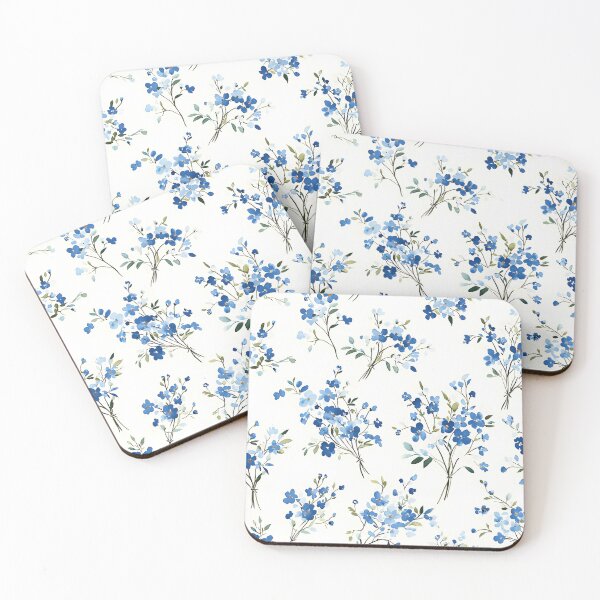 Item preview, Soft blue floral pattern with delicate white blossoms designed and sold by Rue Market.