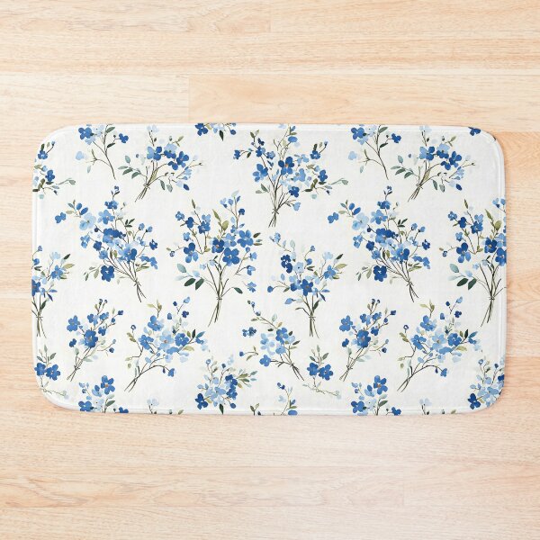 Item preview, Soft blue floral pattern with delicate white blossoms designed and sold by Rue Market.