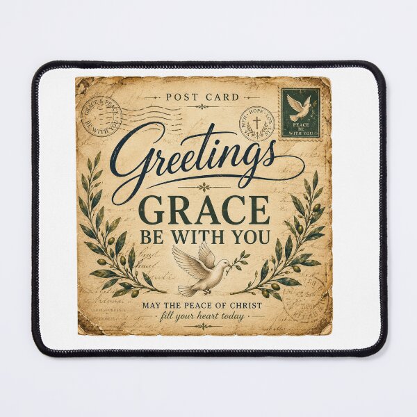 Item preview, Greetings Grace Be With You Vintage Christian Postcard Shirt designed and sold by Masloshop.