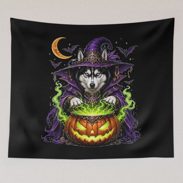 Item preview, Husky Witch Brewing Halloween Magic designed and sold by MoonStitch.