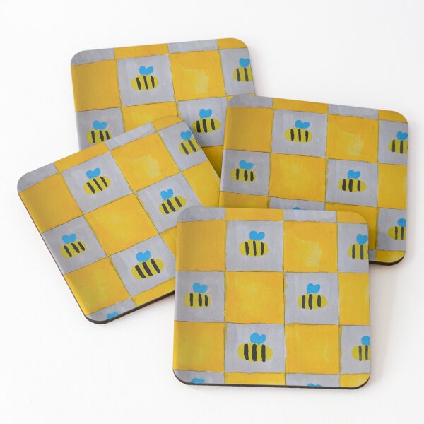 Item preview, Cute Bumblebee Yellow and Grey Checkerboard Pattern Art designed and sold by Canvas & Chaos.