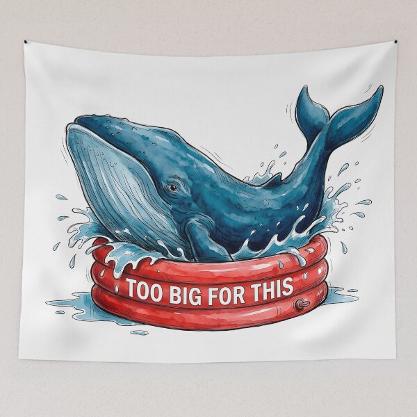 Item preview, Too Big For This - Funny Whale in Inflatable Pool Art designed and sold by SoulPT.