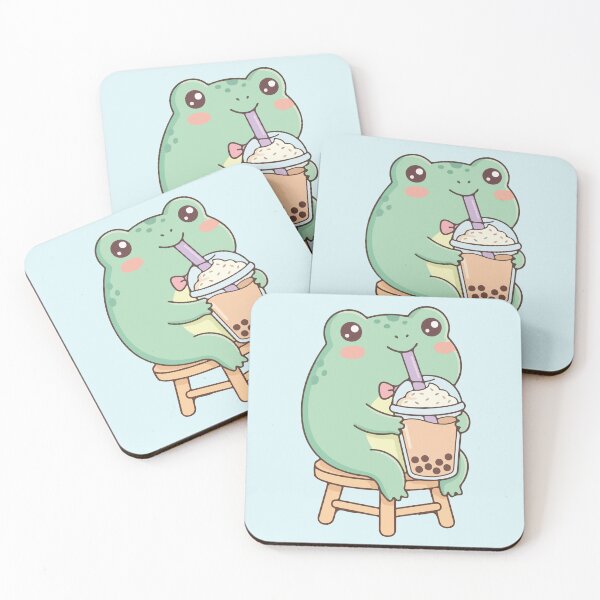 Item preview, Cute Frog Drinking Boba Tea Kawaii Aesthetic designed and sold by BrownHorse90s.