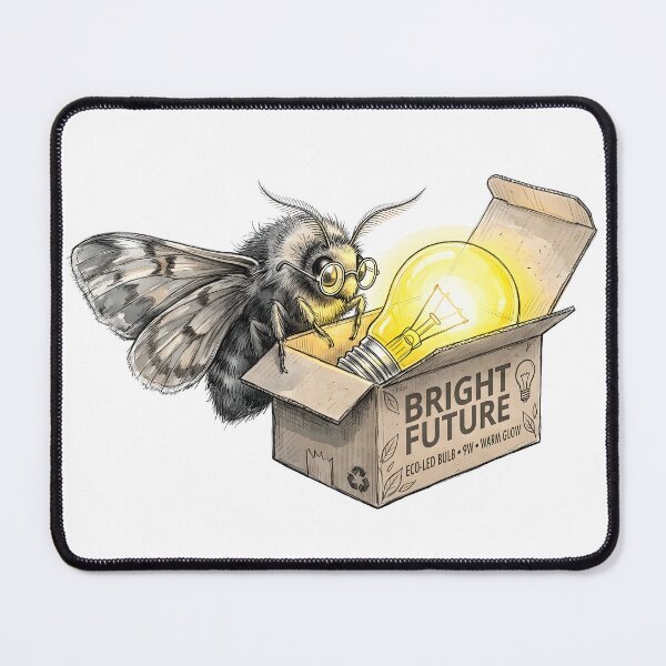 Item preview, Bright Future - Cute Moth with Eco LED Bulb Art designed and sold by SoulPT.