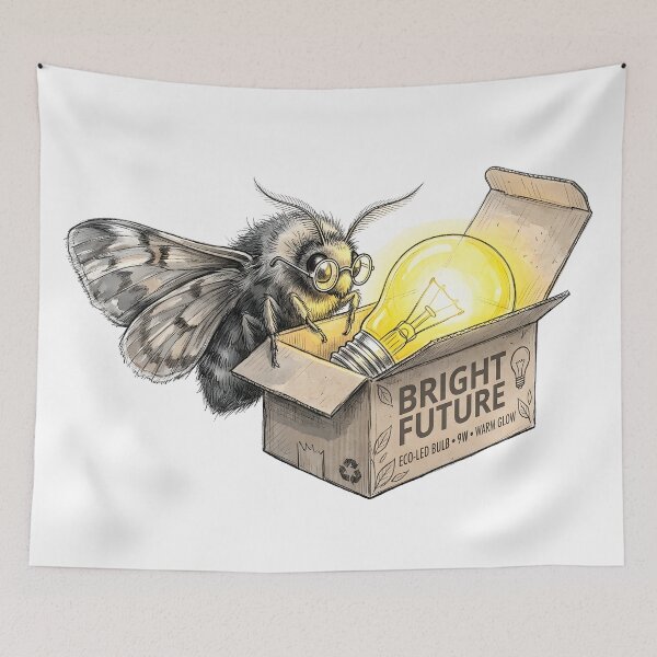 Item preview, Bright Future - Cute Moth with Eco LED Bulb Art designed and sold by SoulPT.