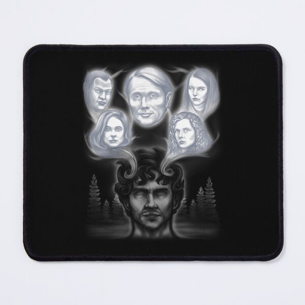 Item preview, Greyscale Portrait of a Man with Closed Eyes and Wisps designed and sold by AnimeFashionLab.