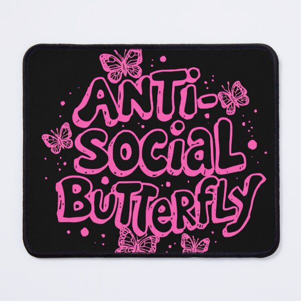 Item preview, Anti-Social Butterfly Retro Pink Y2K Typography Design designed and sold by TheKaali.