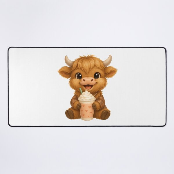 Item preview, Adorable baby cow drinking latte designed and sold by Sixtinebzh.