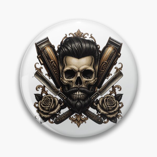 Item preview, Barber Skull Tattoo Crossed Clippers and Razors Design designed and sold by Barber MD Culture.