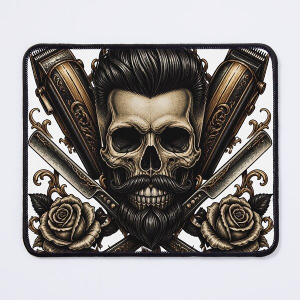Item preview, Barber Skull Tattoo Crossed Clippers and Razors Design designed and sold by Barber MD Culture.