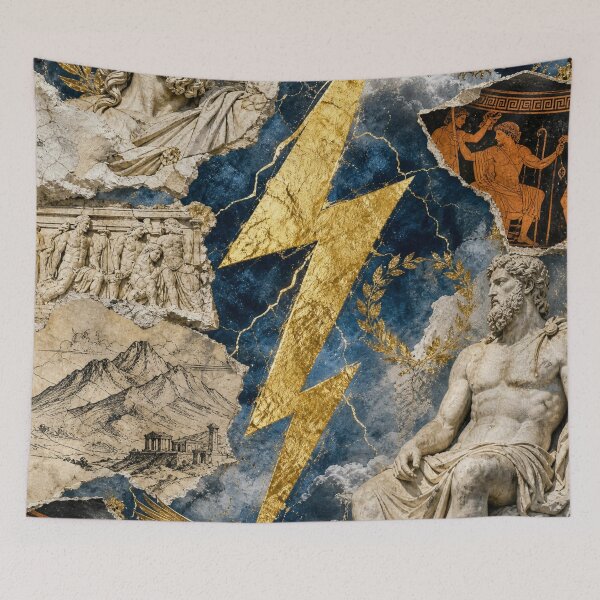 Aperçu de l'œuvre Zeus, dieu grec du tonnerre, mythologie et art créée et vendue par DarVibe Designs.
