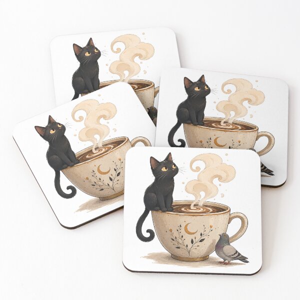 Item preview, Midnight Coffee Companions designed and sold by cat-and-pigeon.