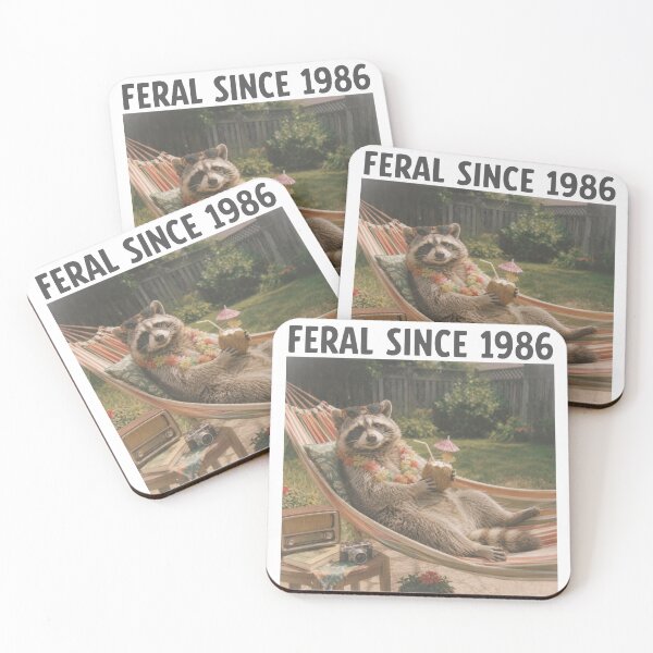 Item preview, 40th Birthday Shirt Feral and Forty Tee Funny Raccoon Gift for Her Him Sarcastic Fortieth Birthday Top designed and sold by LessIsLoud.