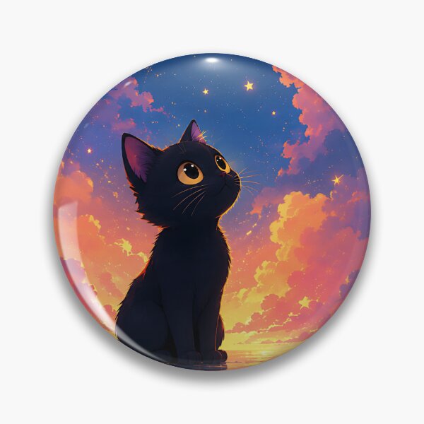 Item preview, Cute Black Cat Watching Shooting Star Under Twilight Sky  designed and sold by Jaideep Walia.