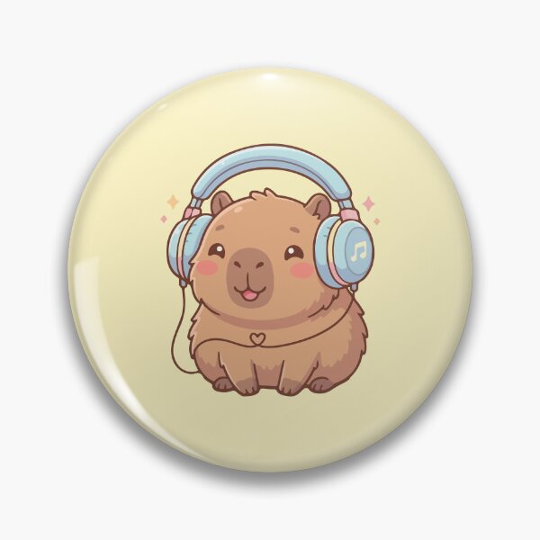Item preview, Cute Capybara Wearing Headphones Listening to Music designed and sold by BrownHorse90s.