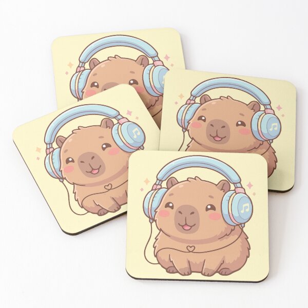 Item preview, Cute Capybara Wearing Headphones Listening to Music designed and sold by BrownHorse90s.