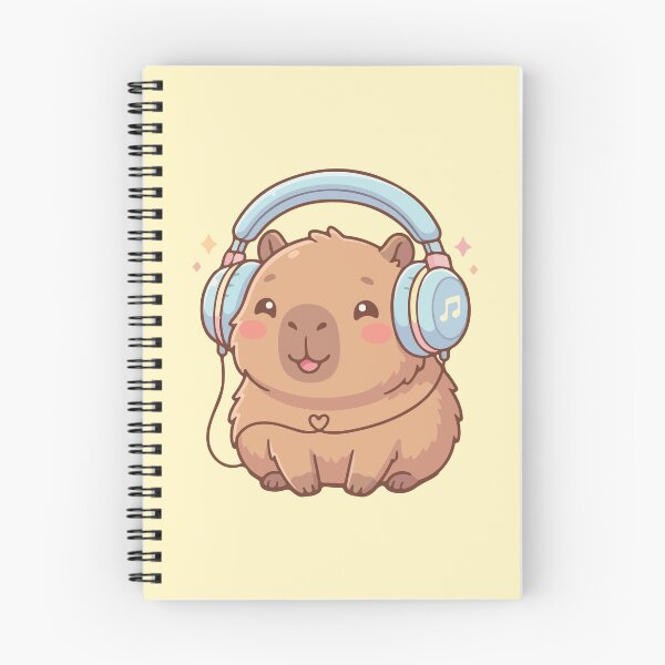 Item preview, Cute Capybara Wearing Headphones Listening to Music designed and sold by BrownHorse90s.