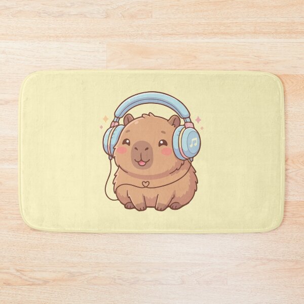 Item preview, Cute Capybara Wearing Headphones Listening to Music designed and sold by BrownHorse90s.