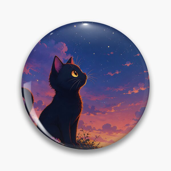Item preview, Cute Black Cat Gazing at Crescent Moon Over Sunset City  designed and sold by Jaideep Walia.