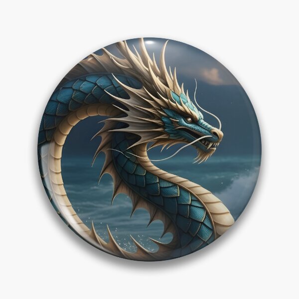 Artikelvorschau, Fantasy-Kunst: Meeresdrache | Illustration eines Fabelwesens | Kunstwerk: Blauer Drache auf Wellen entworfen und verkauft von Bhaskar Digital Art.