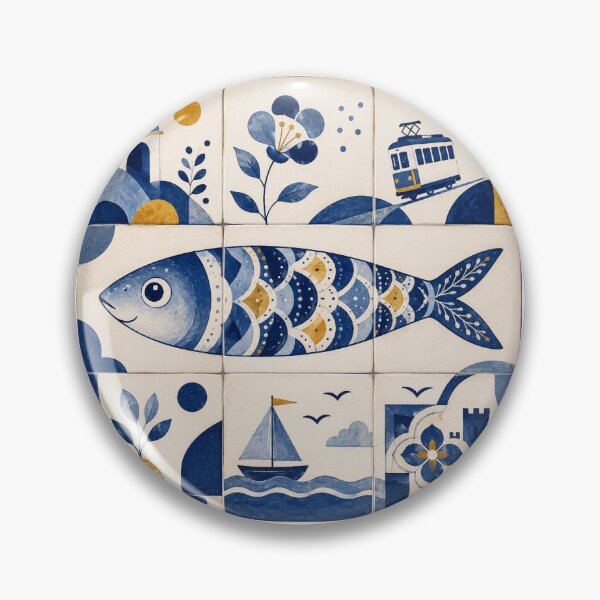 Artikelvorschau, Minimalistische Azulejo-Sardine entworfen und verkauft von Little Sardine Studio.