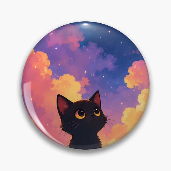 Item preview, Celestial Dreamer: Cute Black Cat & Starry Night Sky   designed and sold by Jaideep Walia.