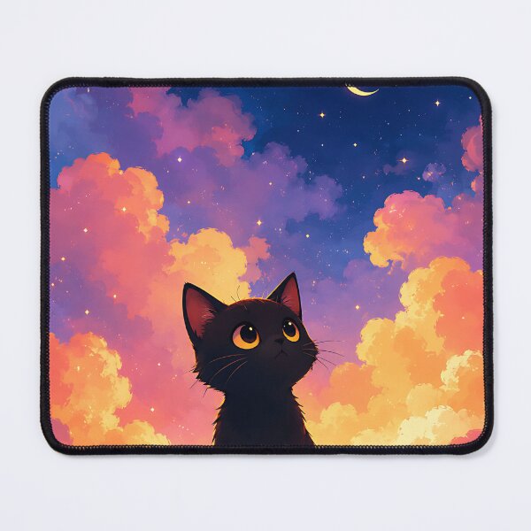 Item preview, Celestial Dreamer: Cute Black Cat & Starry Night Sky   designed and sold by Jaideep Walia.