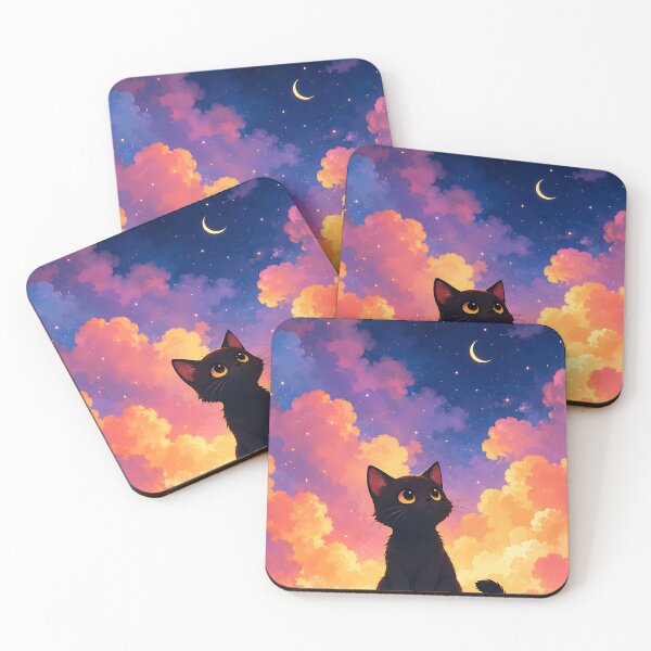 Item preview, Celestial Dreamer: Cute Black Cat & Starry Night Sky   designed and sold by Jaideep Walia.
