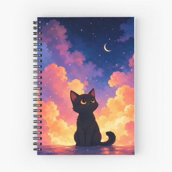 Item preview, Celestial Dreamer: Cute Black Cat & Starry Night Sky   designed and sold by Jaideep Walia.