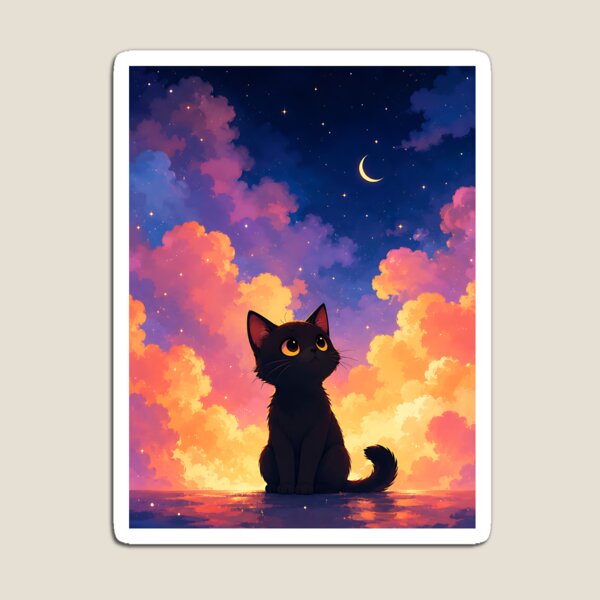 Item preview, Celestial Dreamer: Cute Black Cat & Starry Night Sky   designed and sold by Jaideep Walia.