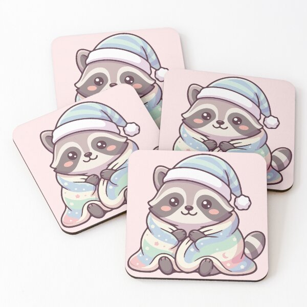 Item preview, Cozy Sleeping Raccoon Pastel Rainbow Blanket designed and sold by BrownHorse90s.